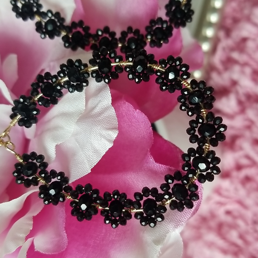 Black Beaded Party Fashion Dangling Earring
